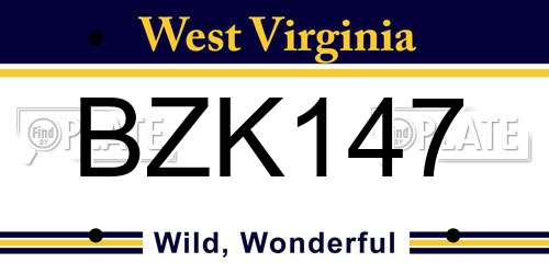 BZK147 West Virginia License Plate