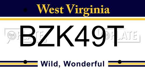 BZK49T West Virginia License Plate
