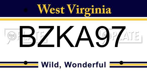 BZKA97 West Virginia License Plate