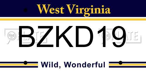 BZKD19 West Virginia License Plate