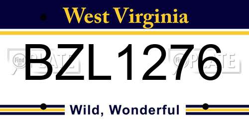 BZL1276 West Virginia License Plate