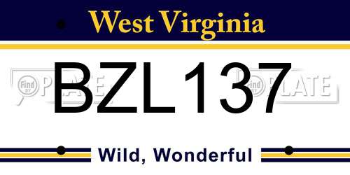 BZL137 West Virginia License Plate