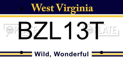 BZL13T West Virginia License Plate
