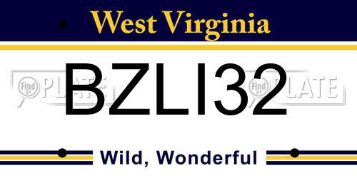 BZLI32 West Virginia License Plate