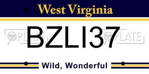 BZLI37 West Virginia License Plate