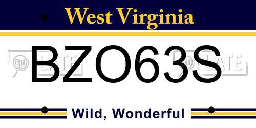 BZO63S West Virginia License Plate