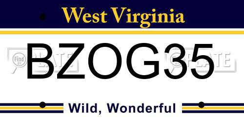 BZOG35 West Virginia License Plate