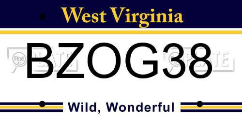 BZOG38 West Virginia License Plate