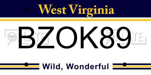 BZOK89 West Virginia License Plate