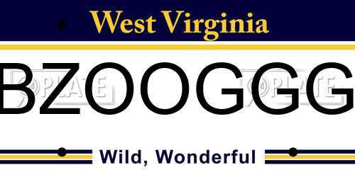 BZOOGGG West Virginia License Plate