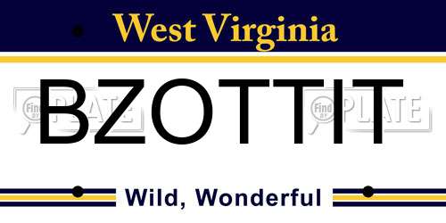 BZOTTIT West Virginia License Plate