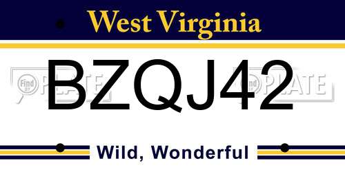 BZQJ42 West Virginia License Plate