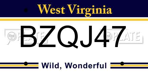 BZQJ47 West Virginia License Plate