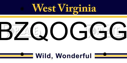 BZQOGGG West Virginia License Plate