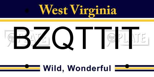 BZQTTIT West Virginia License Plate