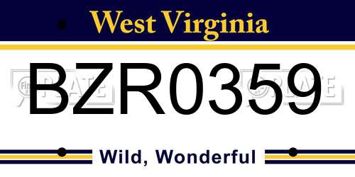 BZR0359 West Virginia License Plate