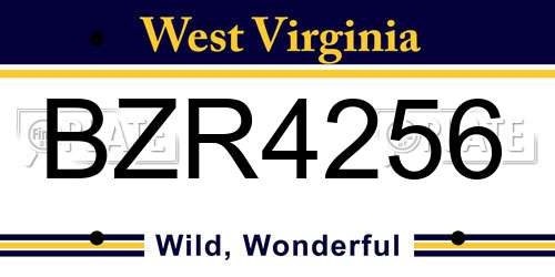 BZR4256 West Virginia License Plate