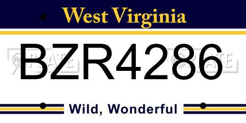BZR4286 West Virginia License Plate