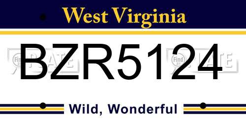 BZR5124 West Virginia License Plate