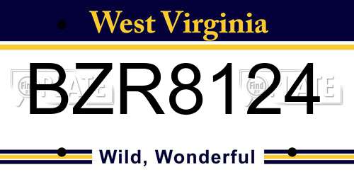 BZR8124 West Virginia License Plate