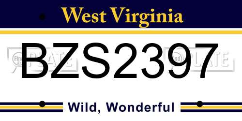 BZS2397 West Virginia License Plate