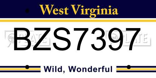 BZS7397 West Virginia License Plate