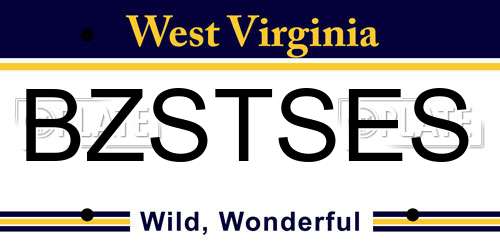 BZSTSES West Virginia License Plate