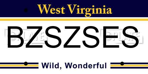 BZSZSES West Virginia License Plate