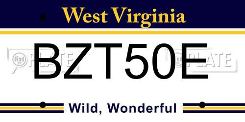 BZT50E West Virginia License Plate