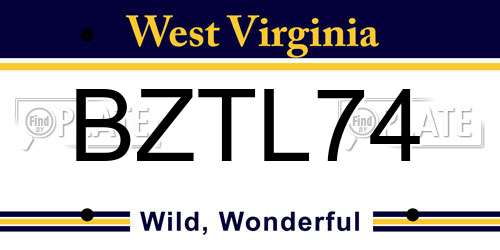 BZTL74 West Virginia License Plate