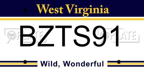 BZTS91 West Virginia License Plate
