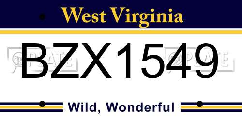 BZX1549 West Virginia License Plate