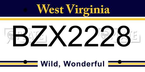 BZX2228 West Virginia License Plate