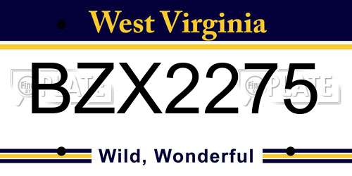 BZX2275 West Virginia License Plate