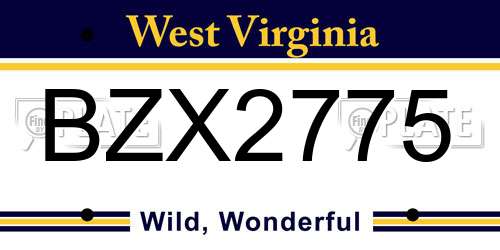 BZX2775 West Virginia License Plate