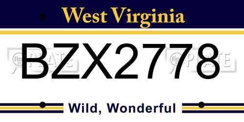 BZX2778 West Virginia License Plate