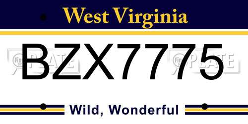BZX7775 West Virginia License Plate