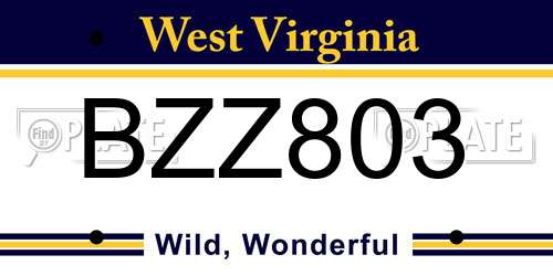 BZZ803 West Virginia License Plate