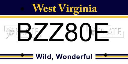 BZZ80E West Virginia License Plate