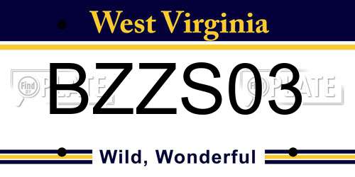 BZZS03 West Virginia License Plate