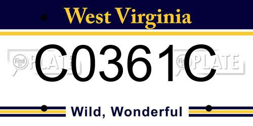 C0361C West Virginia License Plate