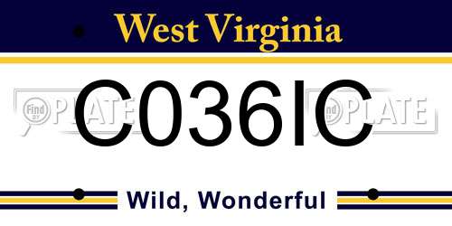 C036IC West Virginia License Plate