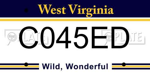 C045ED West Virginia License Plate