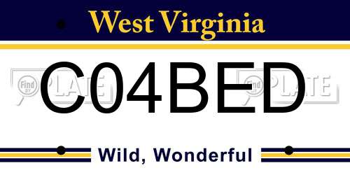 C04BED West Virginia License Plate