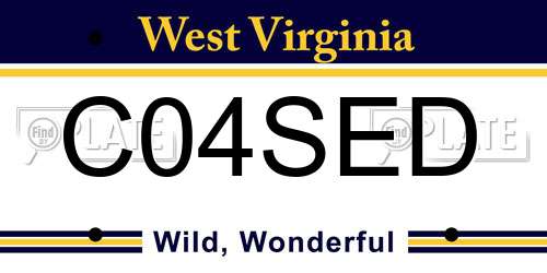 C04SED West Virginia License Plate