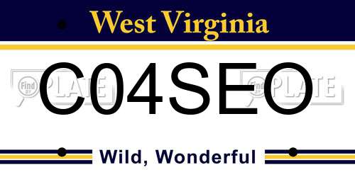 C04SEO West Virginia License Plate