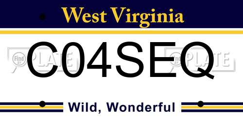 C04SEQ West Virginia License Plate