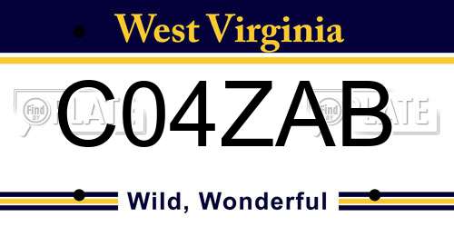 C04ZAB West Virginia License Plate