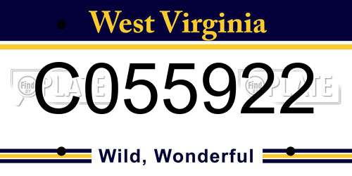 C055922 West Virginia License Plate