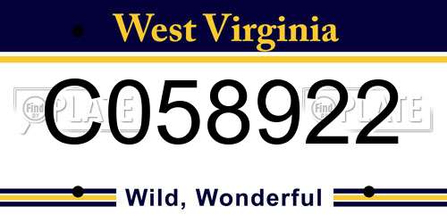 C058922 West Virginia License Plate